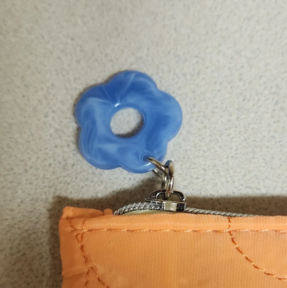 NEW Ipsy Orange Quilted Pouch with Floral Pattern